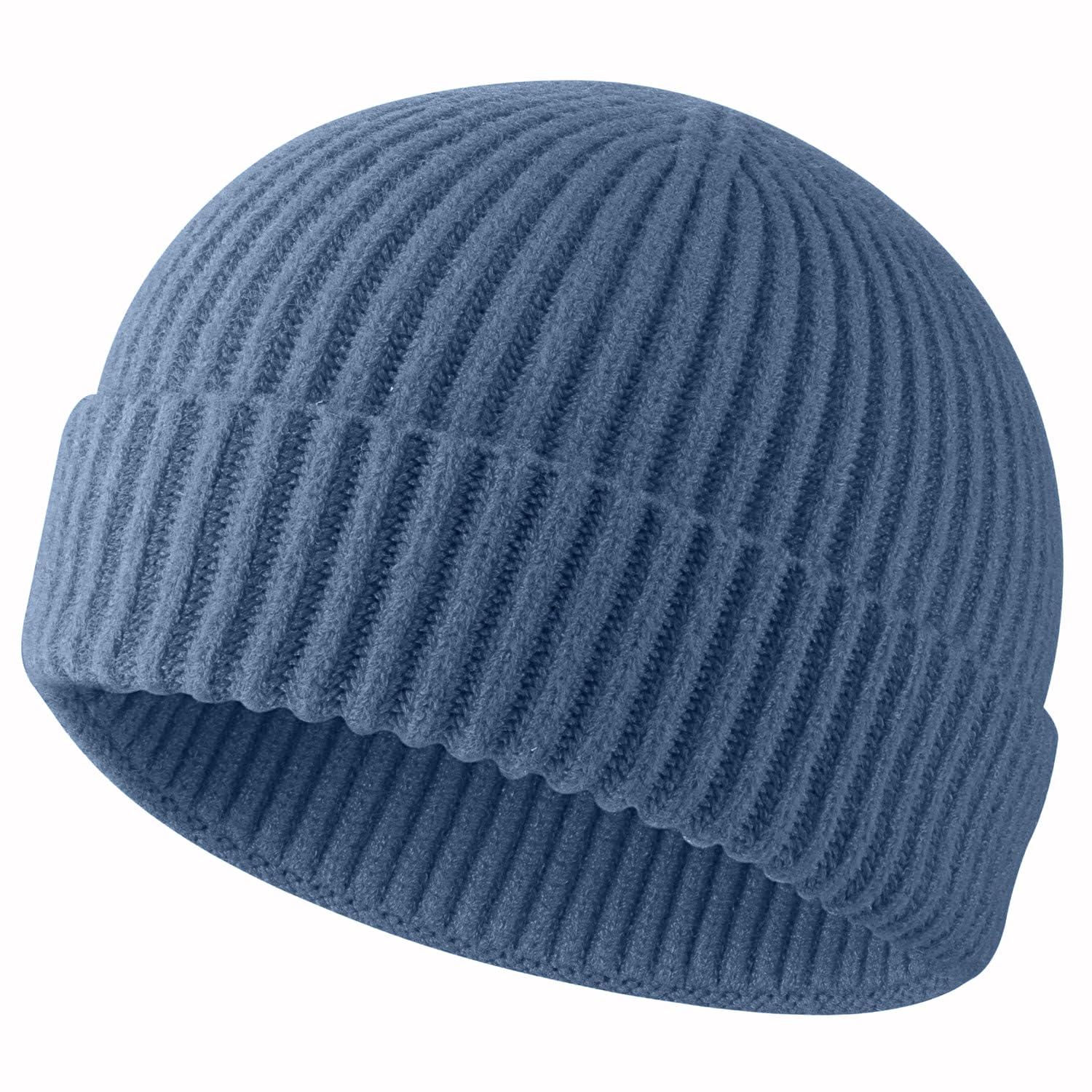ROYBENS Swag Wool Knit Cuff Short Fisherman Beanie for Men Women, Winter Warm Hats